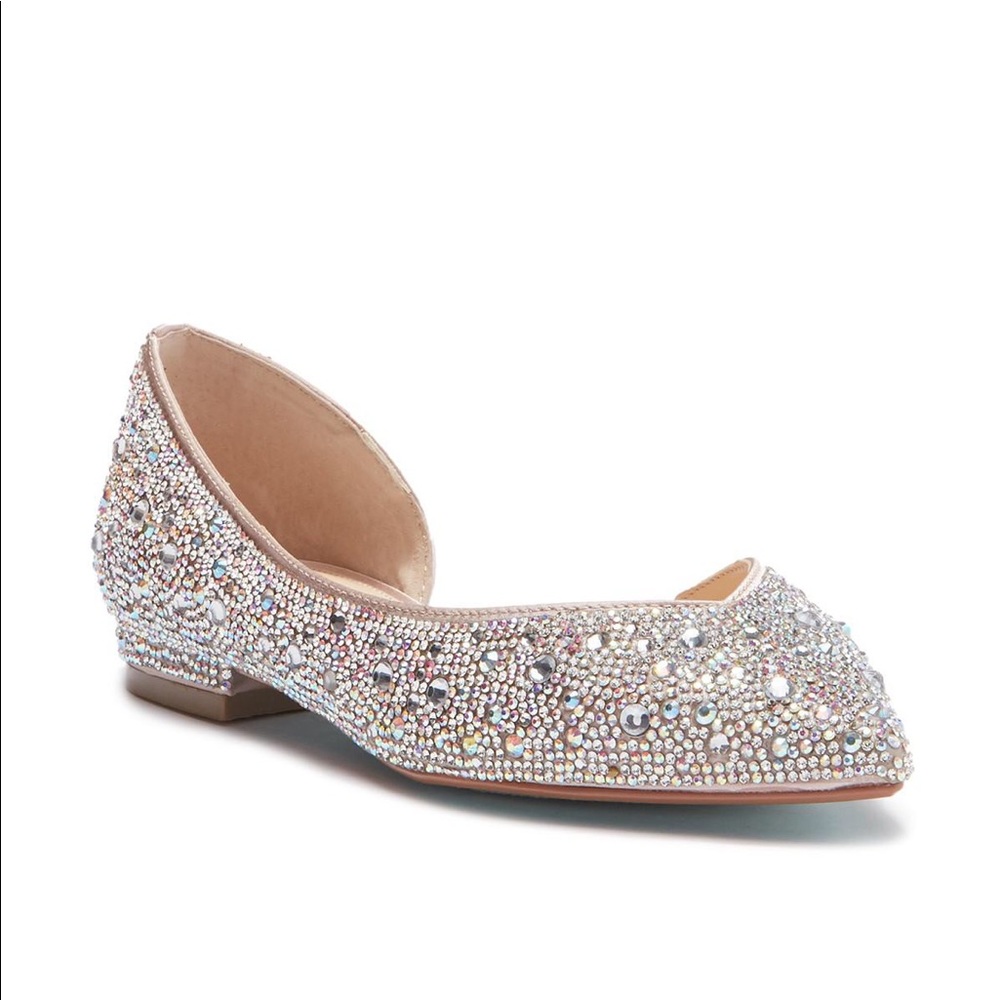 Betsey Johnson Rhinestone Flat 7 1/2 💎 Like New!